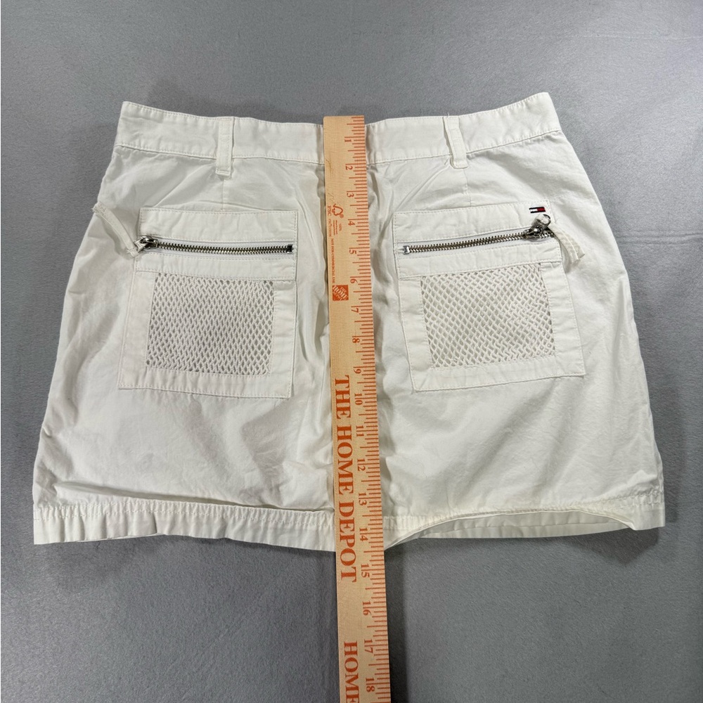 Y2K Tommy Jean White Cargo Mini Skirt with Mesh Pockets - Picture 3 of 4